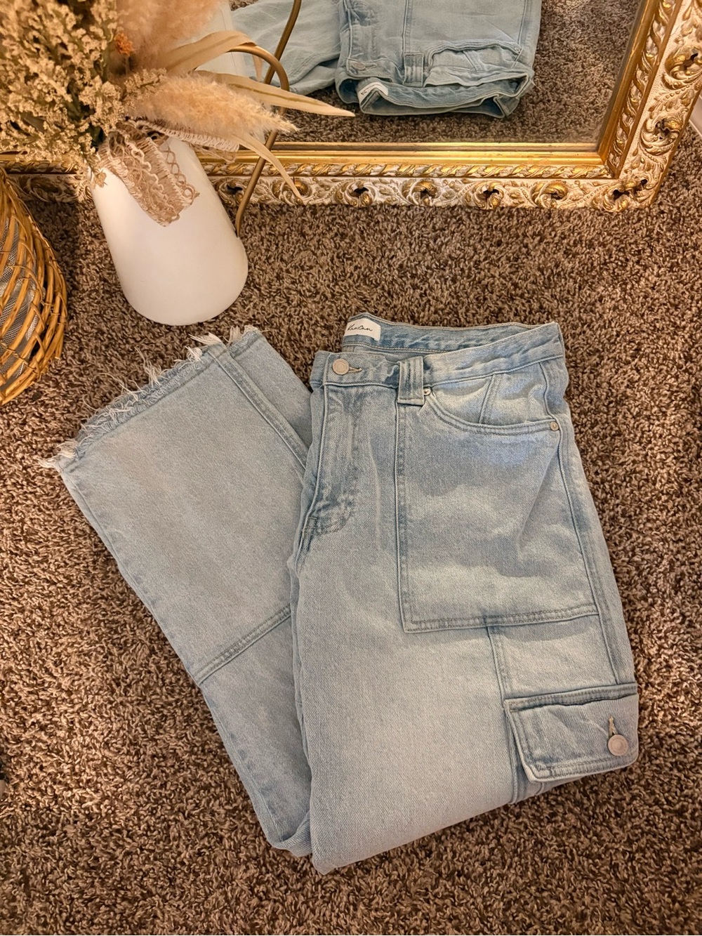 KanCan Light Blue Straight Leg Patch Pocket Jeans